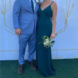 Long forest green formal dress